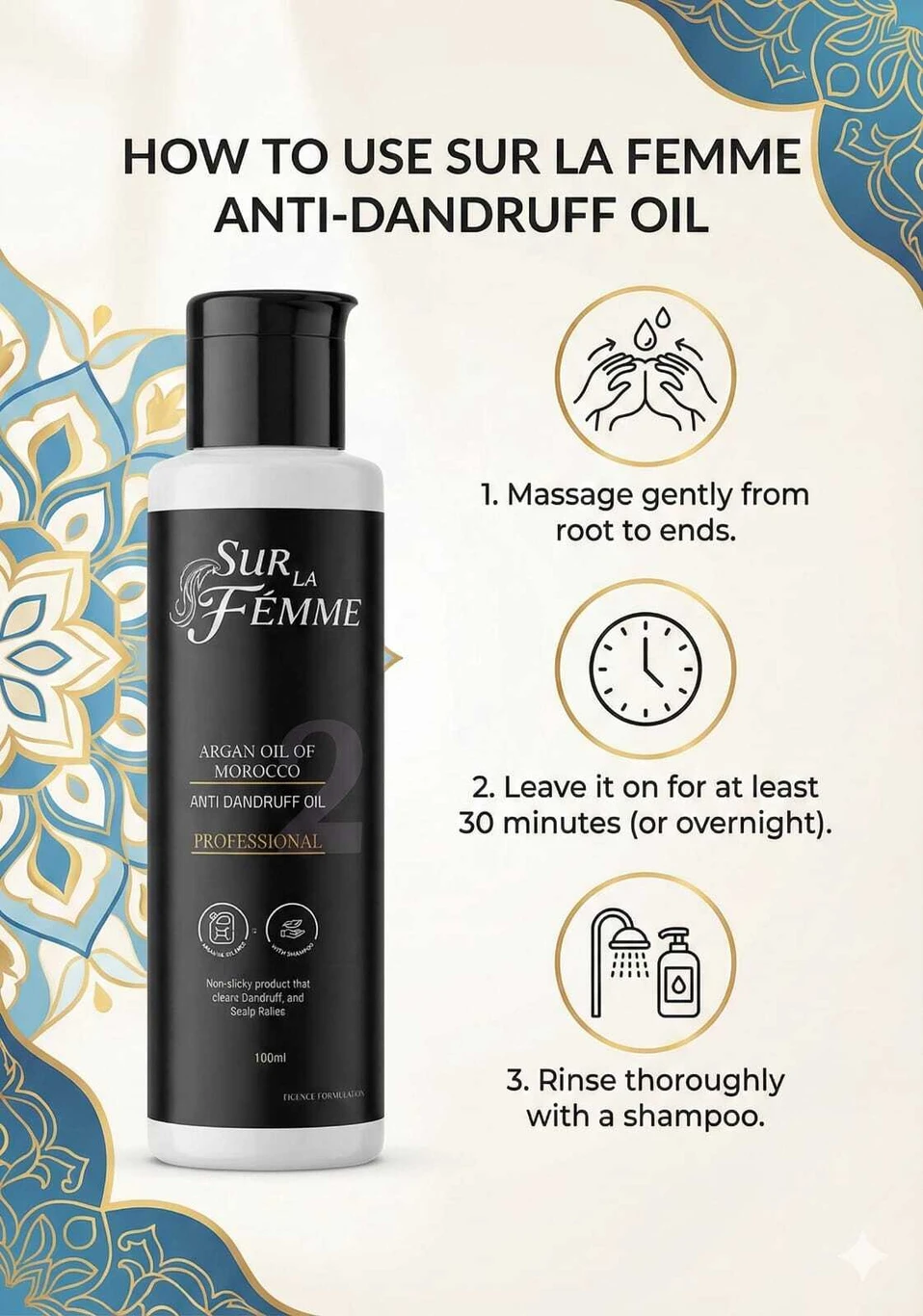 sur la femme Anti-Dandruff Hair Oil –| (100 ml)
